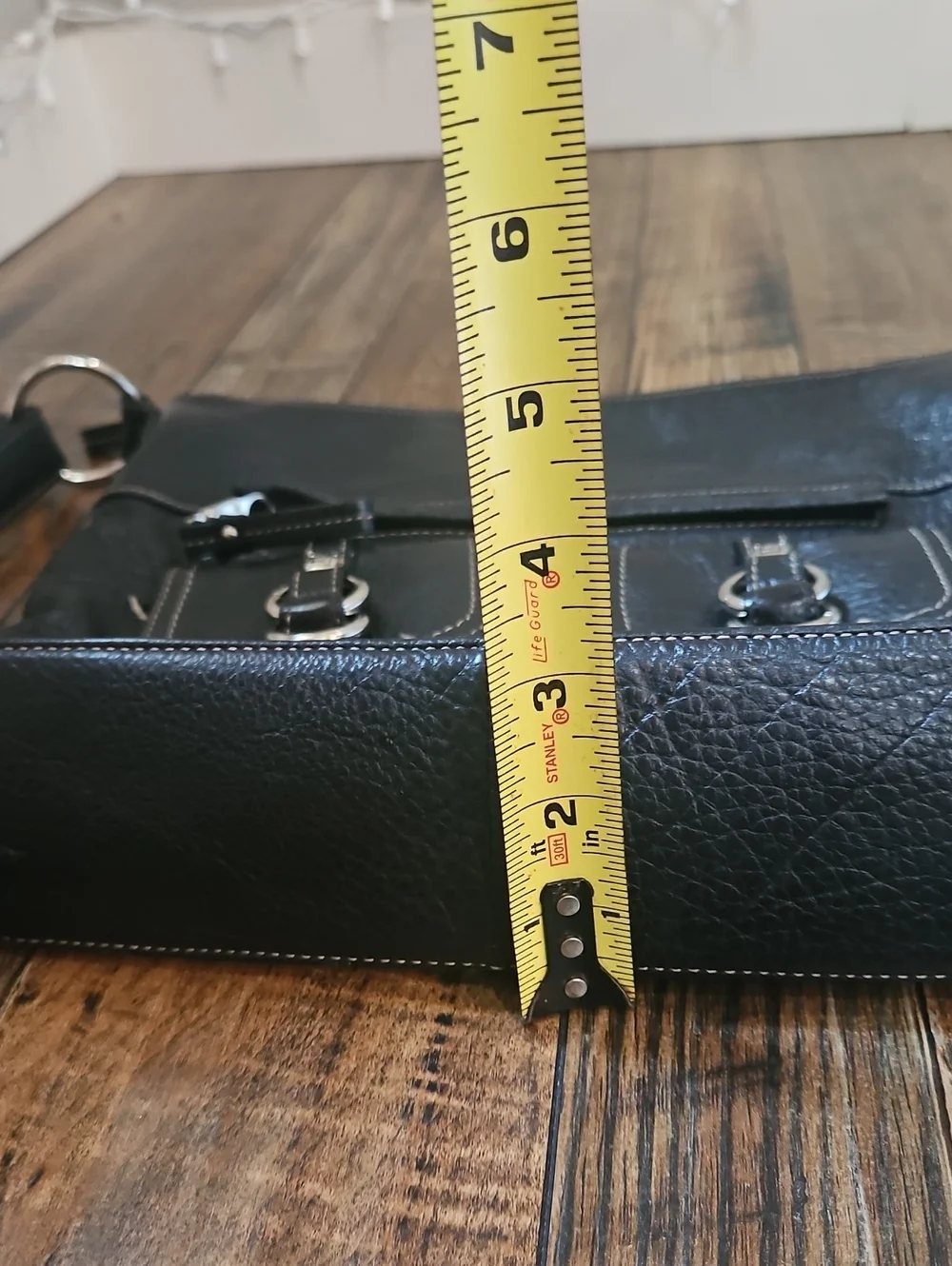 Stone Mountain Black Pebbled Leather Hobo Crossbody Bag with Dual Front‎ Pockets